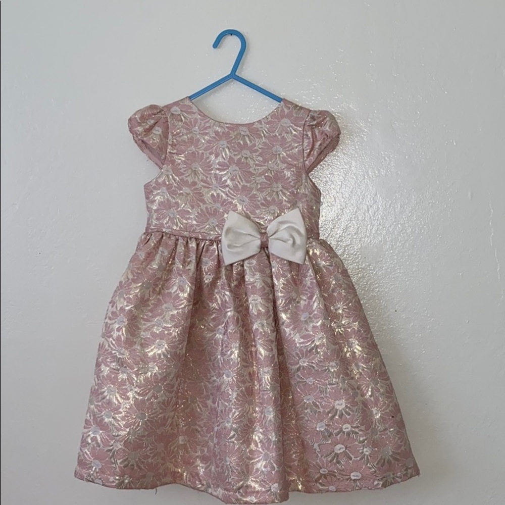 Beige, gold and pink dress